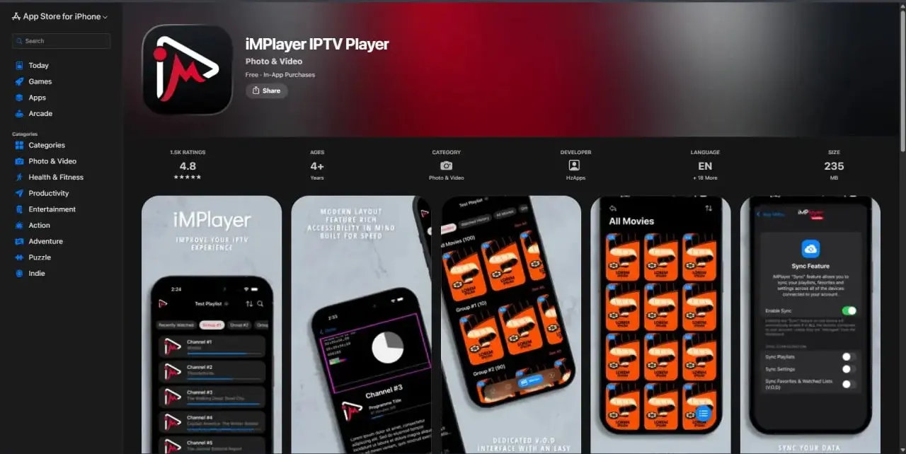 Application iMPlayer sur l'App Store Apple