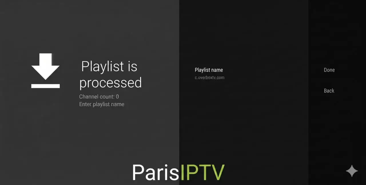Écran de succès de chargement de la playlist