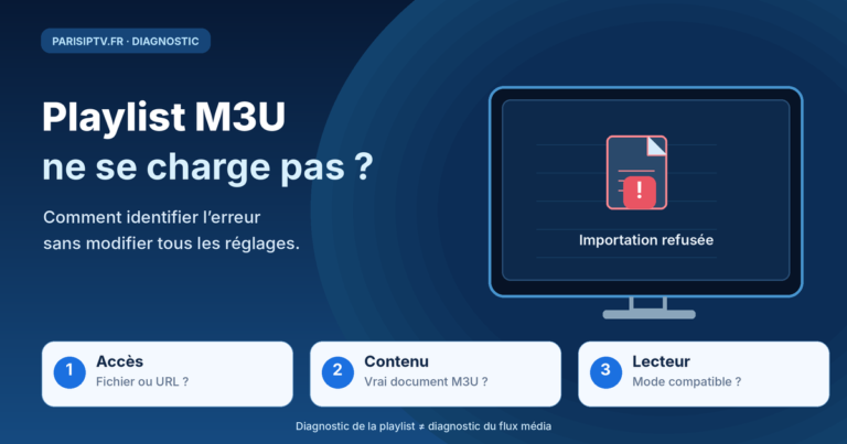 Playlist M3U ne se charge pas : diagnostic du fichier, de l’URL et du lecteur